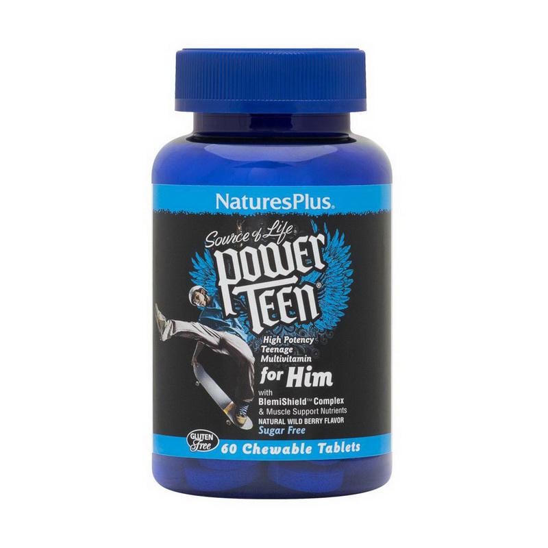 Вітаміни для підлітків Natures Plus Power Teen for Him 60 жув. табл. Лісові ягоди