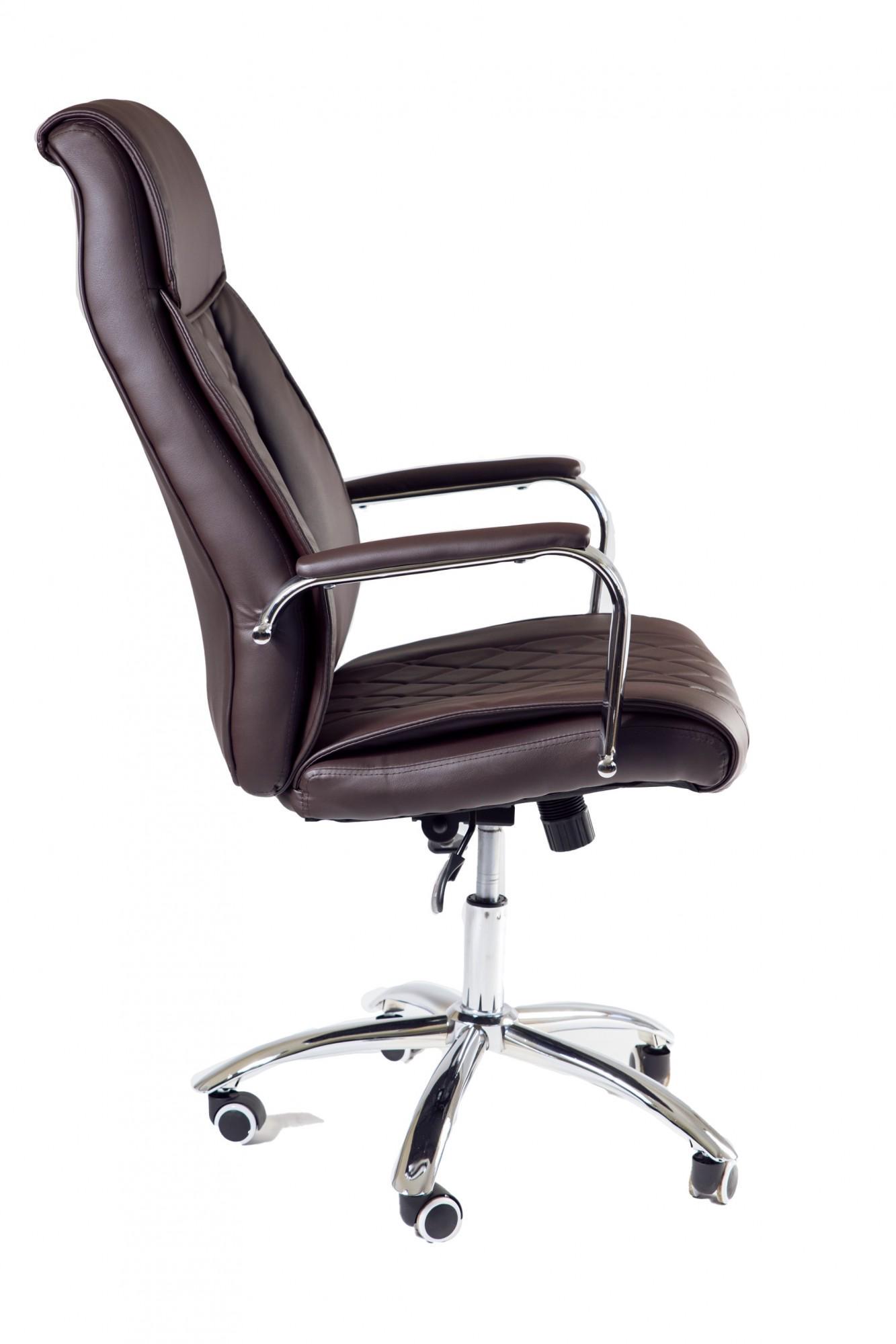 Кресло офисное компьютерное DionysusDesign хром Anyfix экокожа Коричневый - фото 3