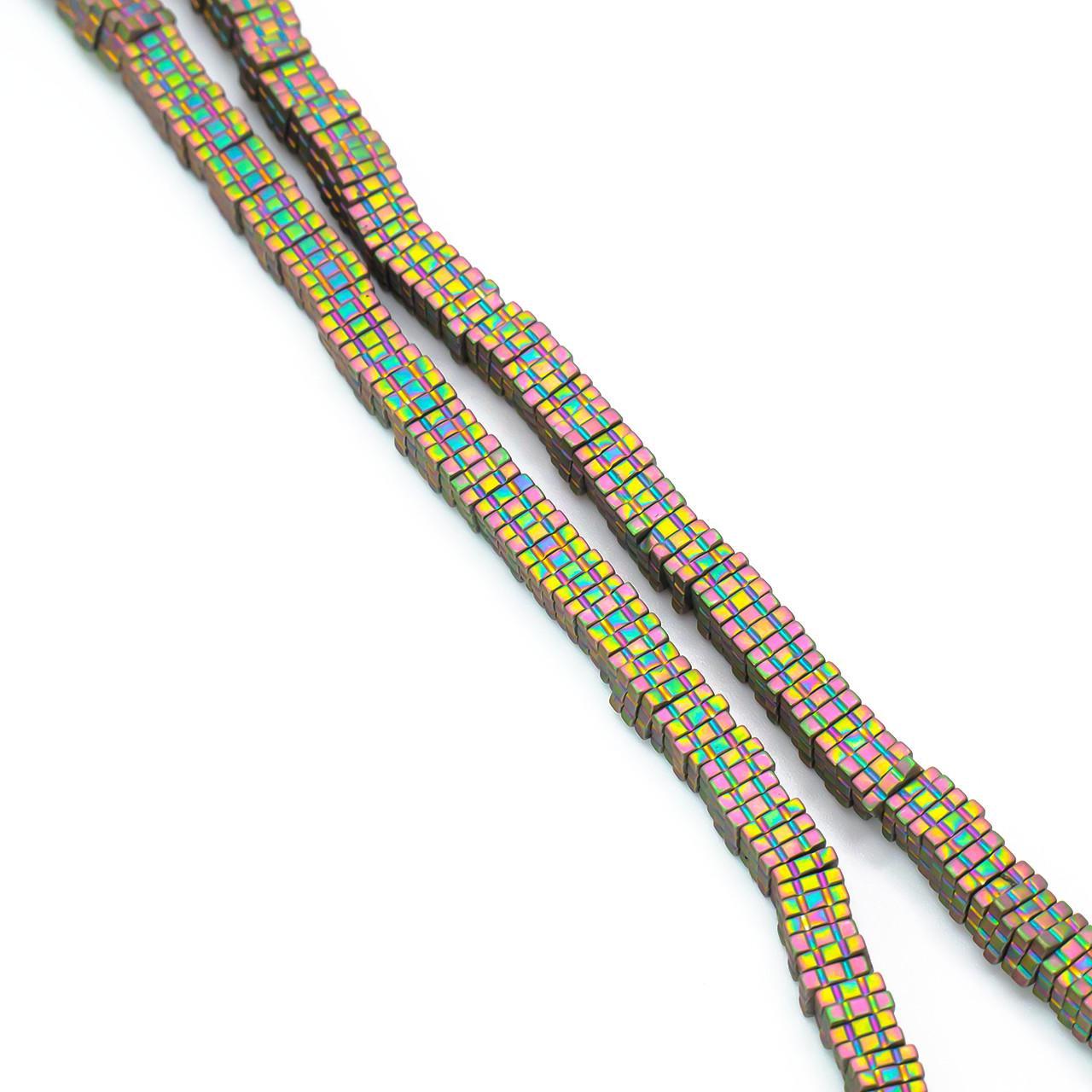 Бусины Квадрат Гематит 4х1 мм 40 см 330 шт. Разноцветный (БГ0401д52)