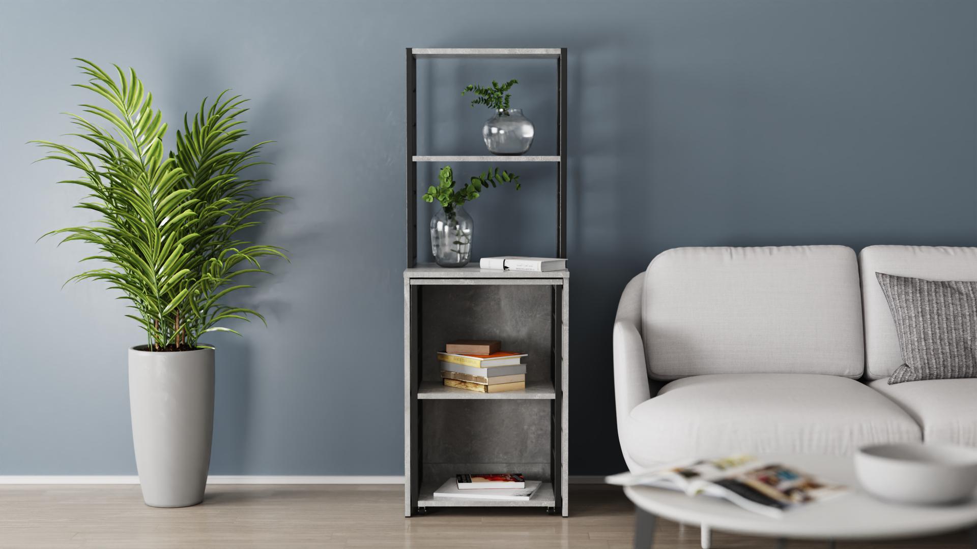 Стіл-тумба трансформер Ferrum-decor Смарт 3/1 з етажеркою метал/ДСП 16 мм 1430x1450x500 мм Чорний/Бетон (FRD-105115) - фото 8 Стіл-тумба трансформер Ferrum-decor Смарт 3/1 з етажеркою метал/ДСП 16 мм 1430x1450x500 мм Чорний/Бетон (FRD-105115) - фото 8