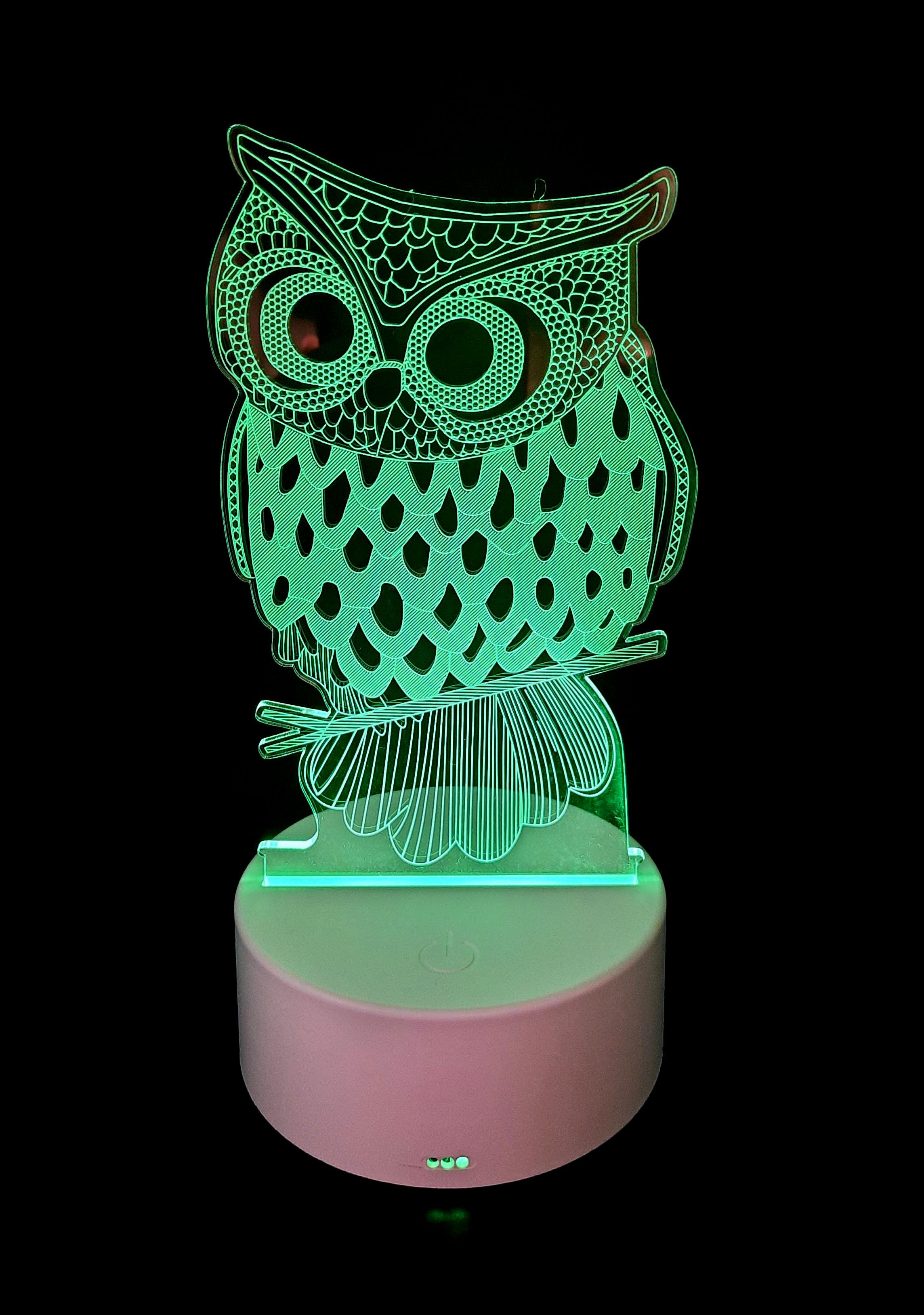 3D LED ночник светильник 7 цветов  Сова