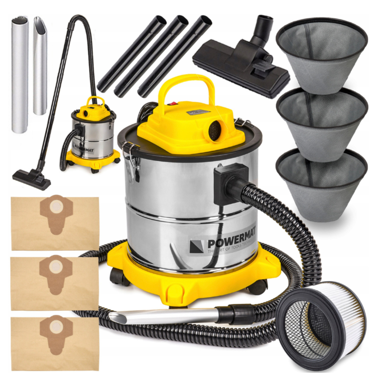 Пылесос промышленный Powermat PMESP2000 2000 Вт 20 л Желтый - фото 2 Пылесос промышленный Powermat PMESP2000 2000 Вт 20 л Желтый - фото 2