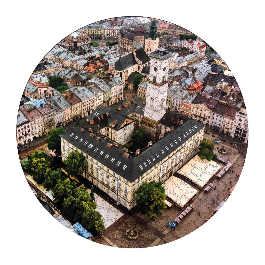 Деревянный пазл Площадь Рынок во Львове 30x30 см в подарочной деревянной коробке (PZL81008-S-box)
