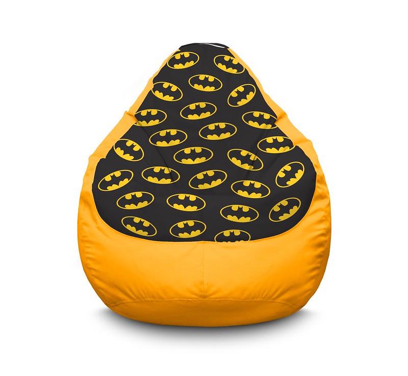 Кресло мешок iPuff Batman Black logo pattern Оксфорд XL 80x110 см Желтый