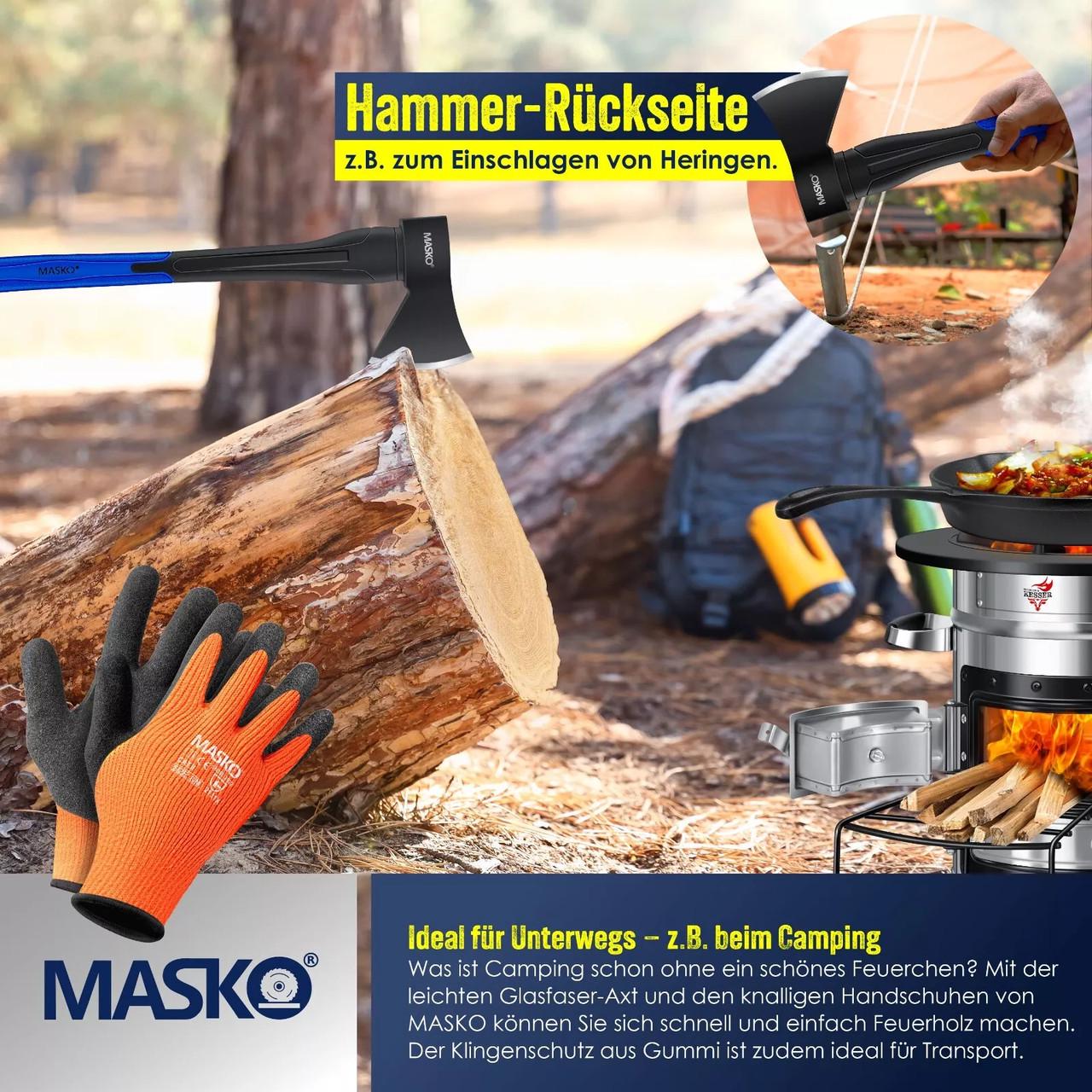Топор универсальный MASKO с набором перчаток 800 г Черный/Синий - фото 6 Топор универсальный MASKO с набором перчаток 800 г Черный/Синий - фото 6