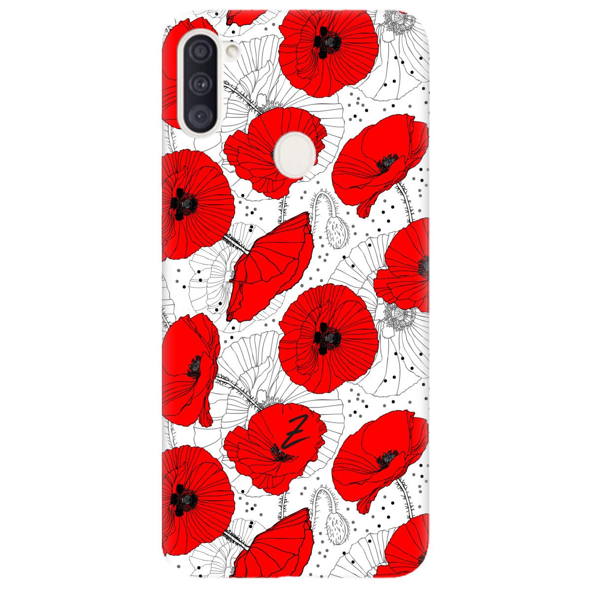 Силиконовый чехол Zorrov для Samsung Galaxy A11 - Red flower (14140040168100002)