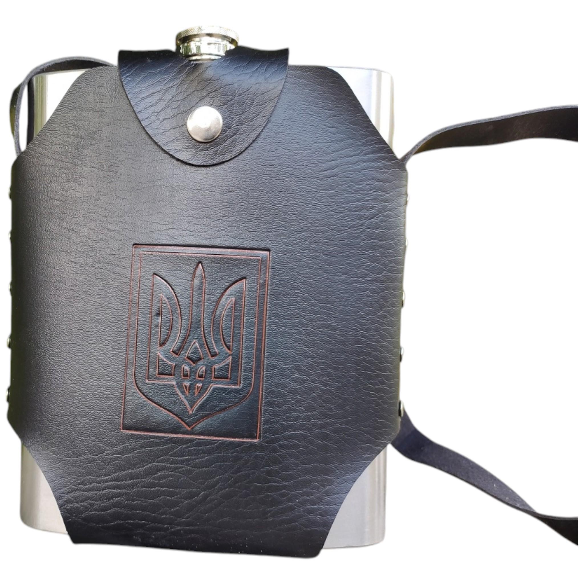 Фляга Hip Flask Герб Украины в чехле 48 oz 1419 мл из нержавеющей стали (F_F1-23)
