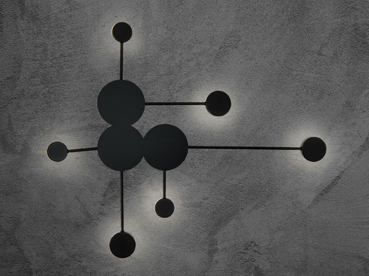 Настінний світильник 8682-6BK-LS Молекула Чорний 24W (2467766630)