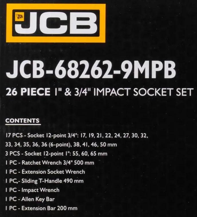 Набор инструментов ударных JCB Tools 68262-9MPB 26 ед. 3/4" 1" - фото 5