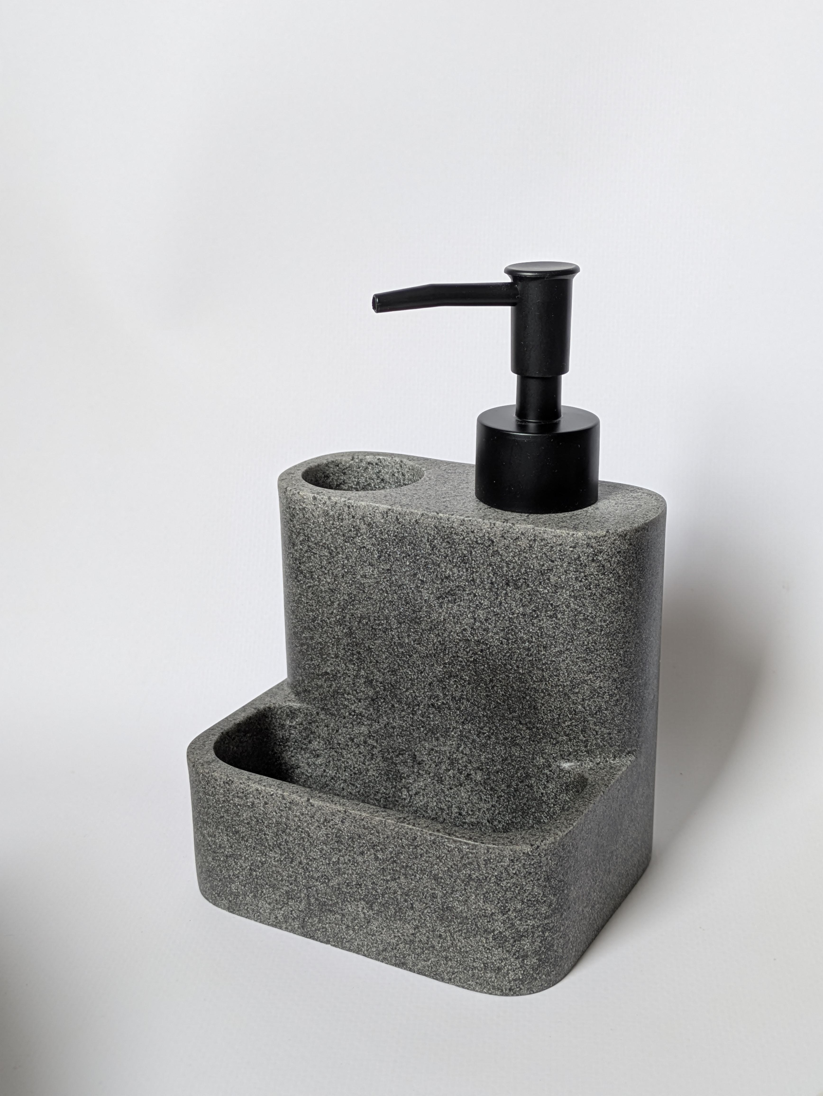 Дозатор кухонный с местом для губки и щетки Серый гранит (34713199)