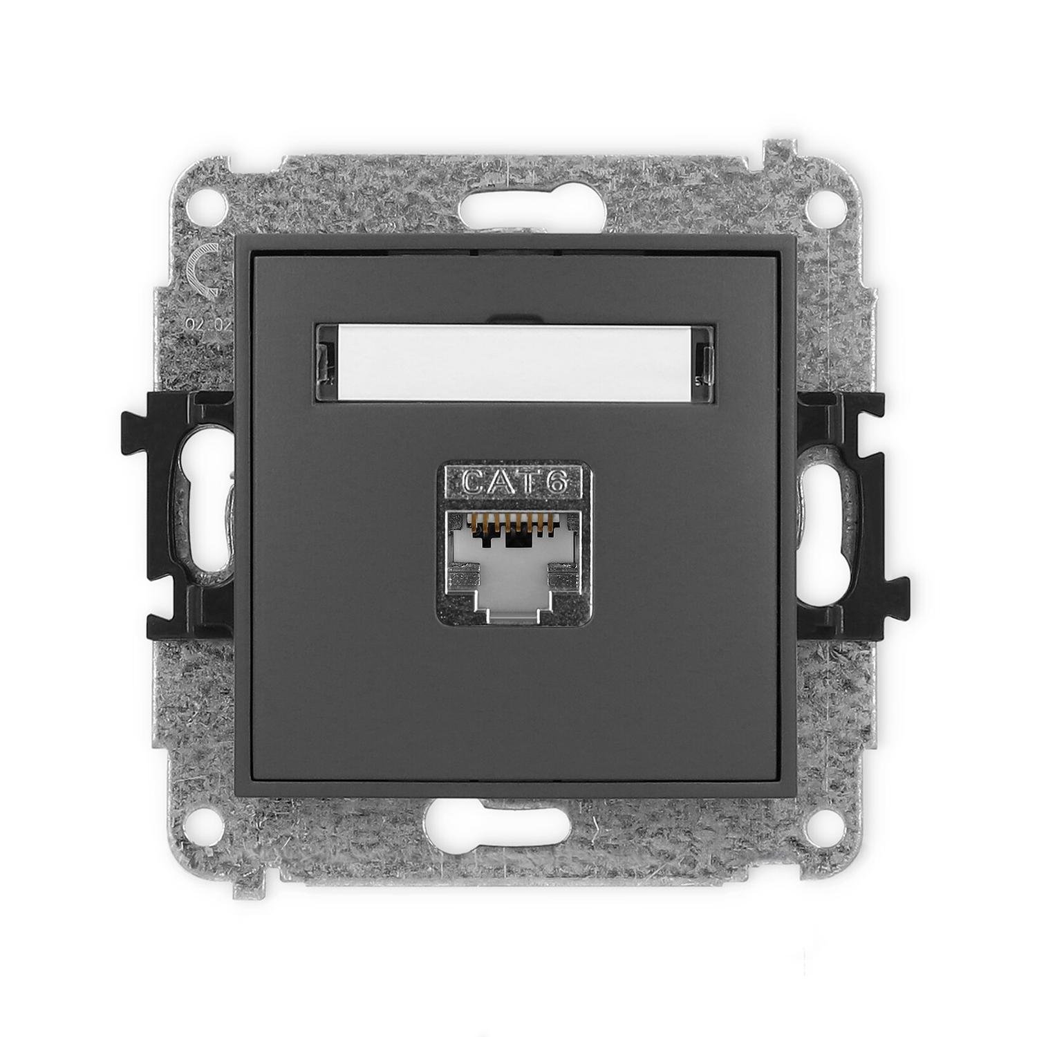 Розетка компьютерная экранированная Karlik Mini RJ45 cat 5E Графитовый матовый (28MGK-1e)