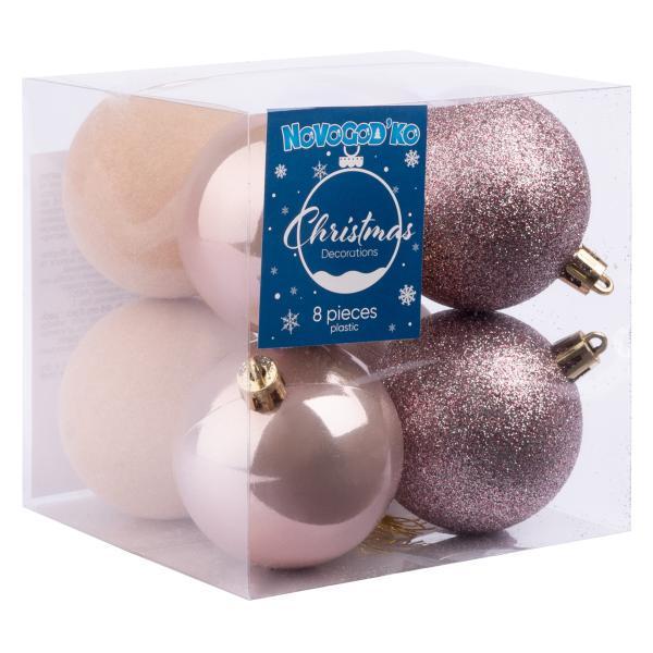 Шары новогодние Novogod’Ko пластик 6 см 8 шт. Шампань (974413)