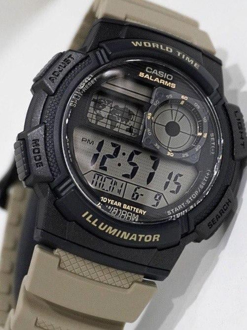 Мужские наручные часы Casio AE-1000W-5A 10 Year Battery Timeless Collection Casio Collection с водозащитой 100 м и подсветкой (2974561952)