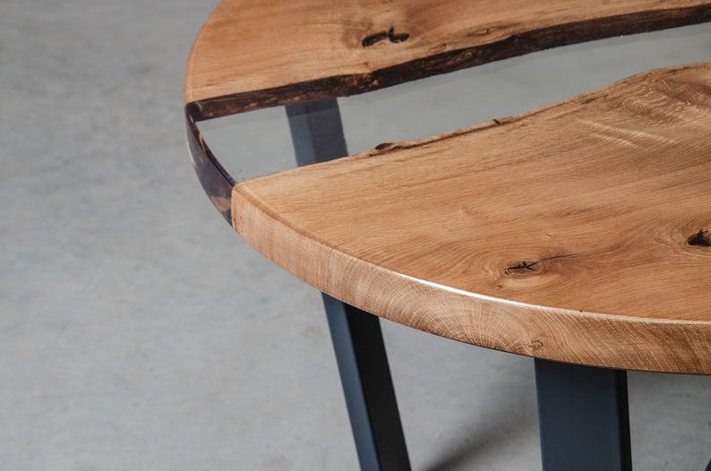 Стол журнальный река Атланта дизайнерский круглый из прозрачной эпоксидная смолы и массива ореха 600х480 мм - фото 5 Стол журнальный река Атланта дизайнерский круглый из прозрачной эпоксидная смолы и массива ореха 600х480 мм - фото 5