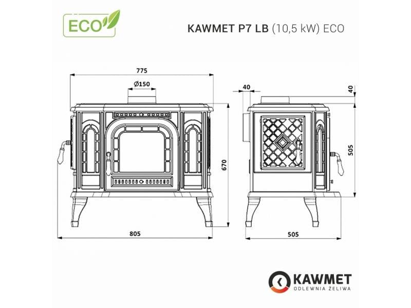 Піч чавунна KAWMET P7 LB ECO 10,5 кВт - фото 8