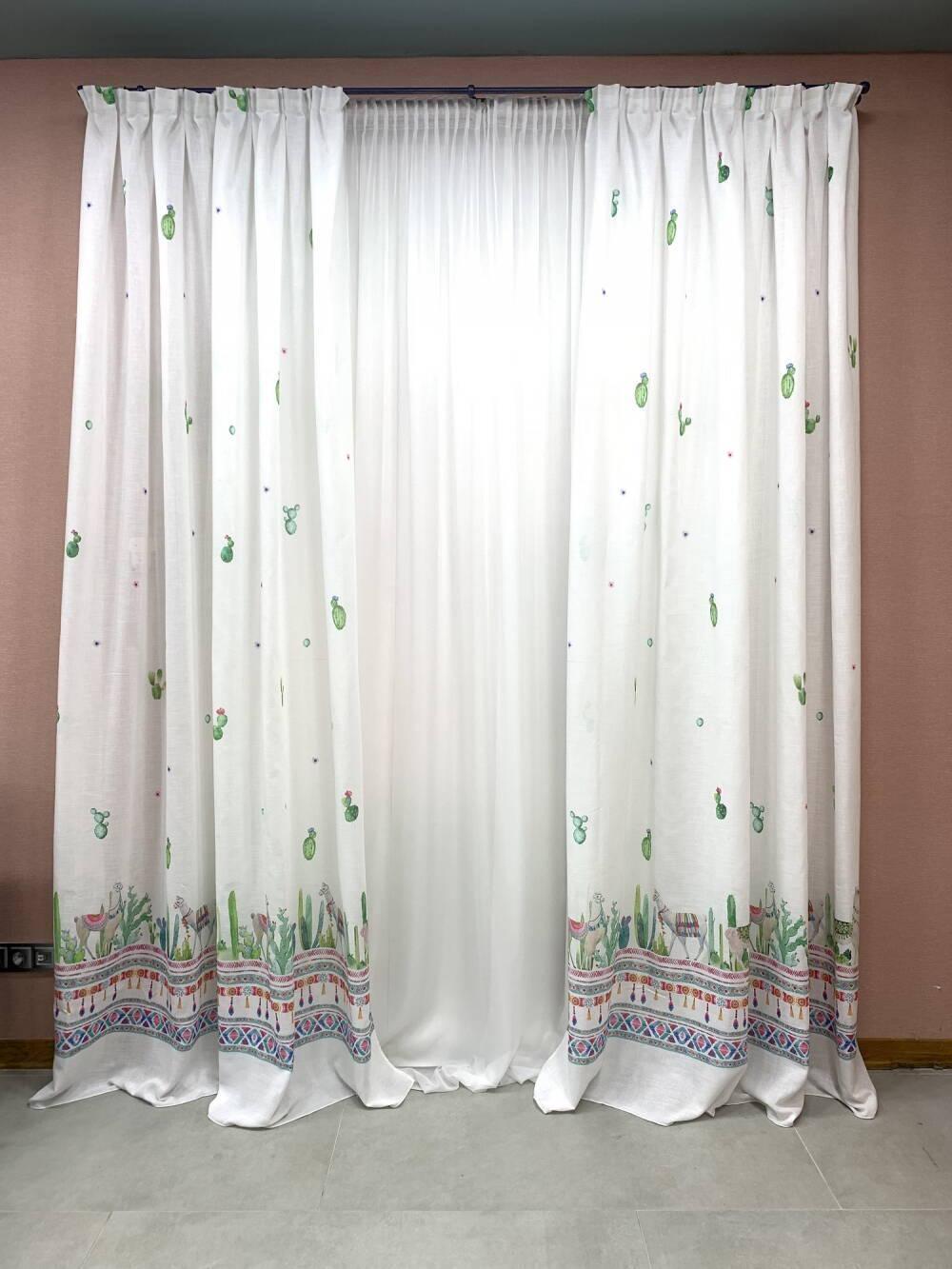 Гардины льняные 2 м 2 шт. Белый (000101650) Гардины льняные 2 м 2 шт. Белый (000101650)