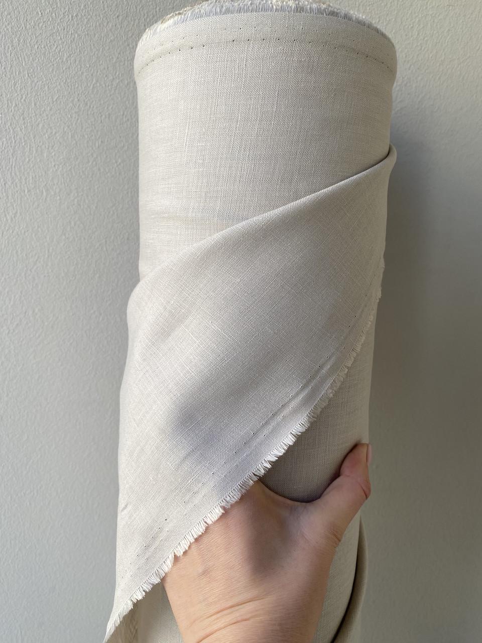 Ткань рубашечно-платьевая LINEN PLUS 100% лен смягчен 143 см 155/394 Серо-бежевый - фото 2