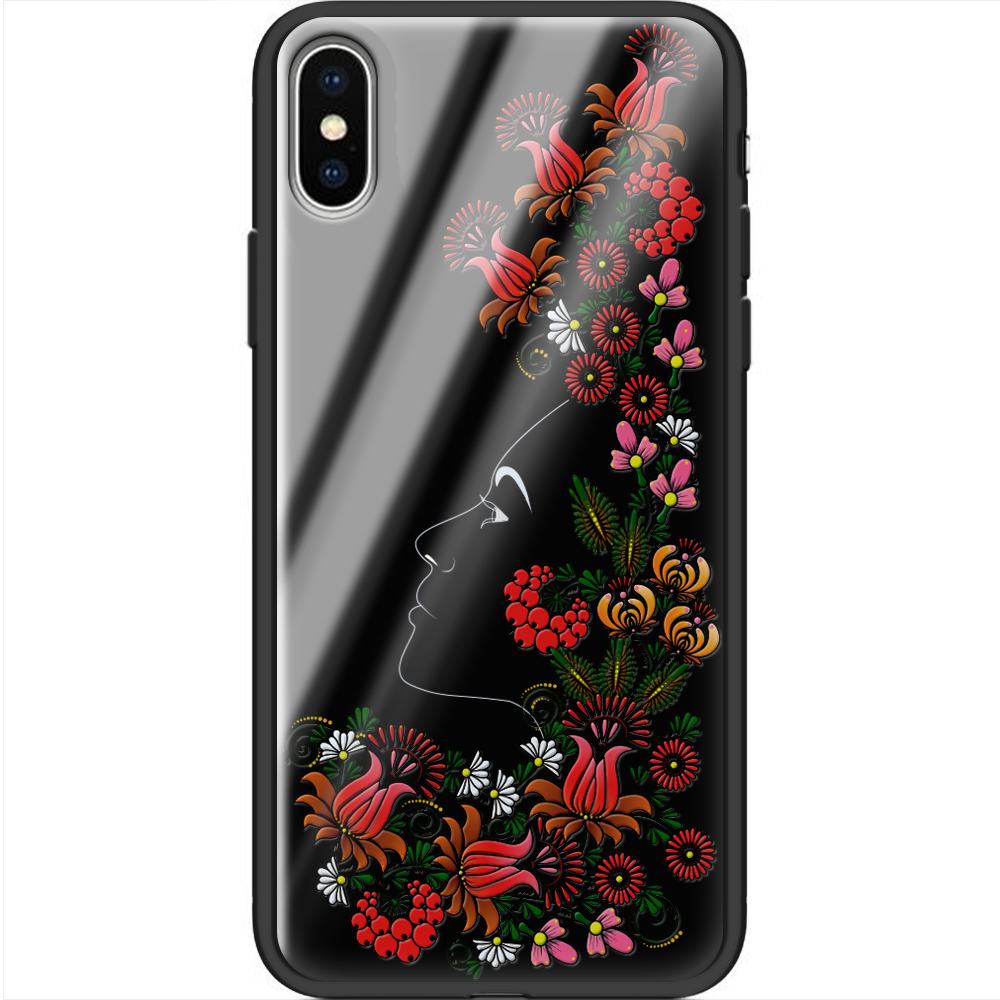 Чехол Boxface iPhone XS 3D Ukrainian Muse Черный силикон со стеклом (35413-bk64-38330)