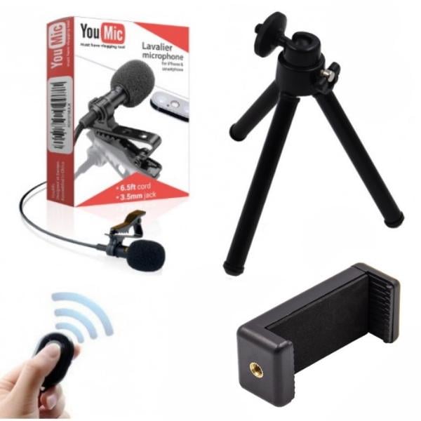 Набор блогера петличный микрофон YouMic PowerDeWise/трипод ALU/пульт/усиленное крепление для смартфона/шнур 1,5 м (50207204v1) - фото 5 Набор блогера петличный микрофон YouMic PowerDeWise/трипод ALU/пульт/усиленное крепление для смартфона/шнур 1,5 м (50207204v1) - фото 5