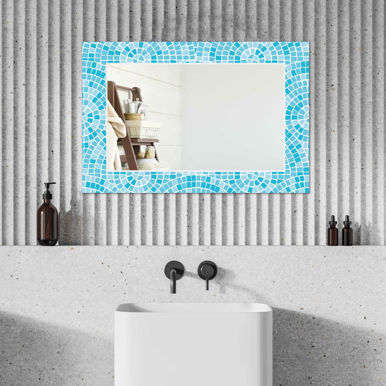 Зеркало на стену NovellaPrint с рисунком плитки прямоугольное 110х70 см (2002.7)