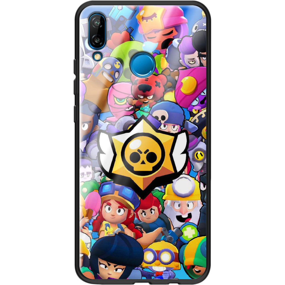Чехол Boxface Huawei P20 Lite Brawl Stars Черный силикон со стеклом (33127-up2389-37726)