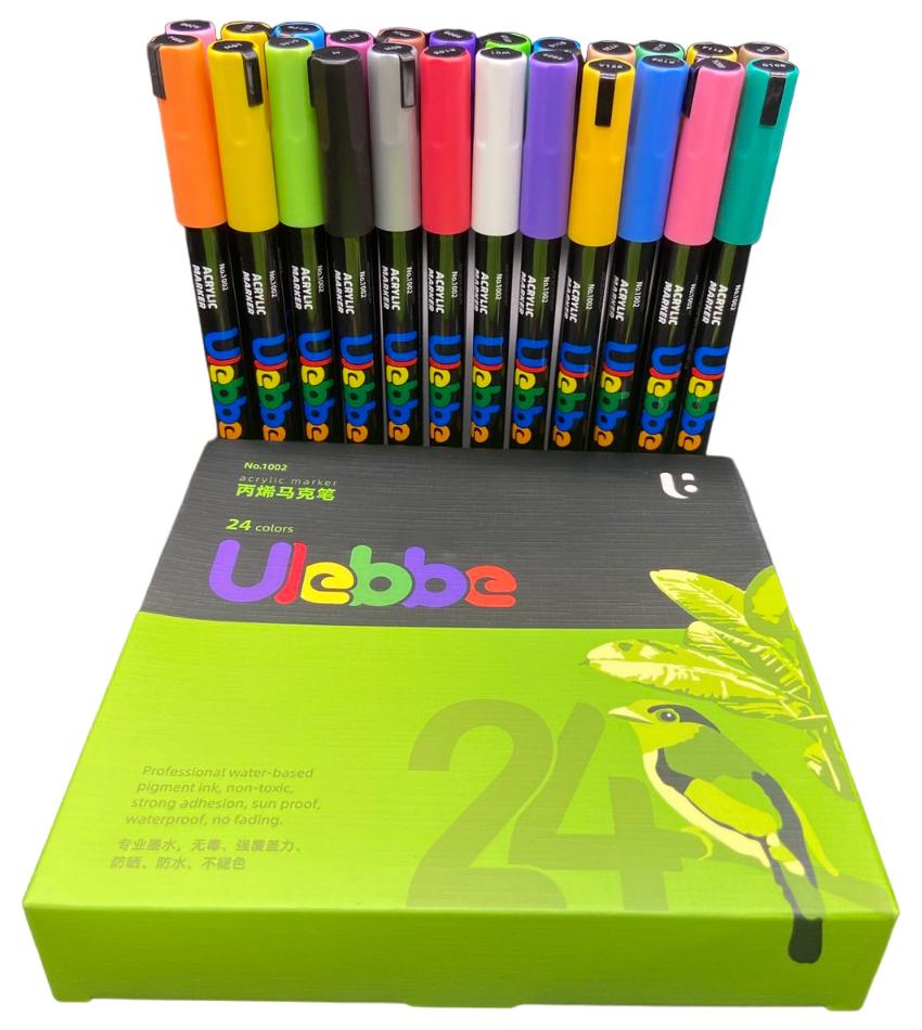 Набір маркерів Ulebbe для малювання на різних поверхнях 24 кольори (1002)