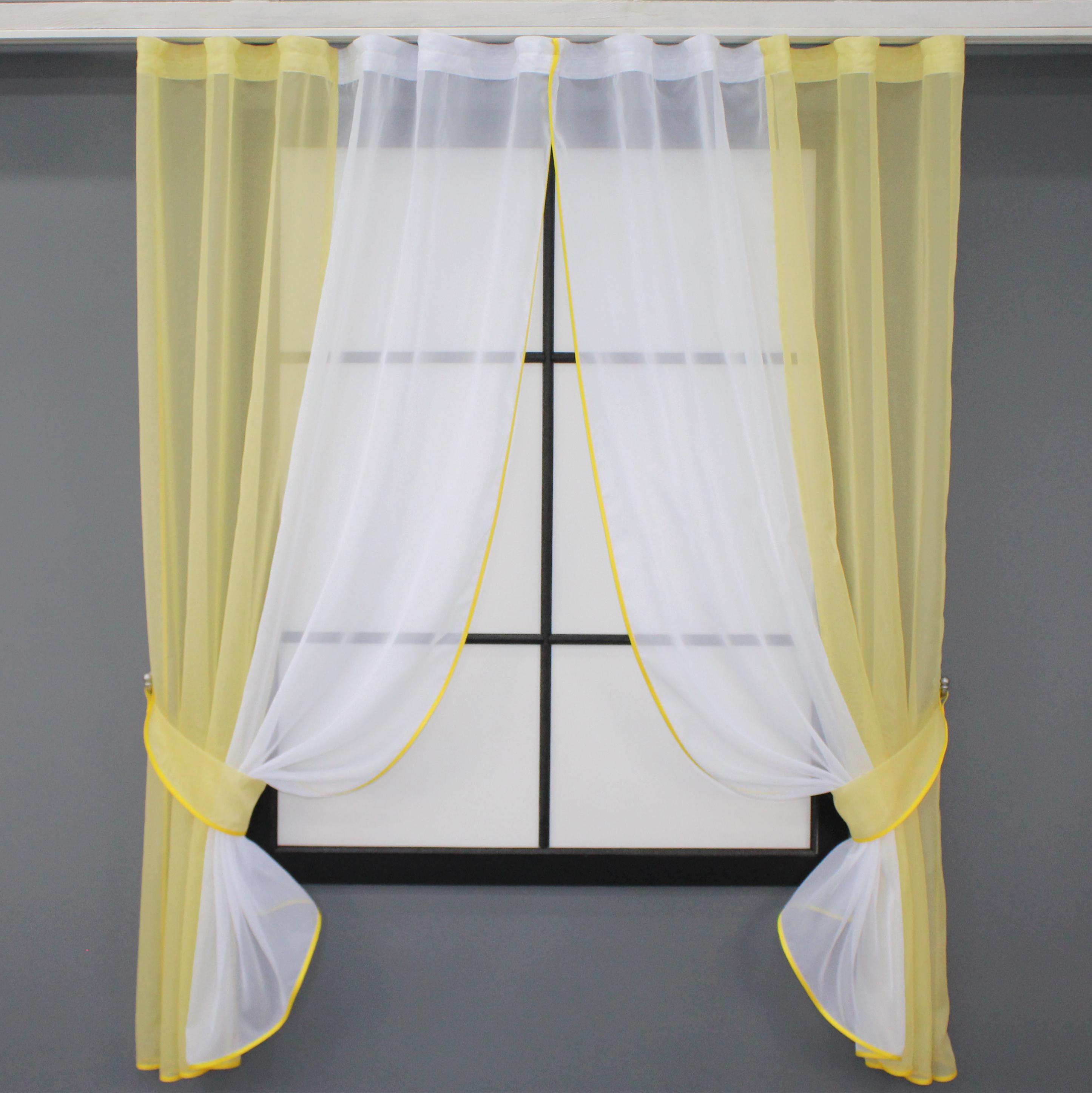 Шторы кухонные VR-Textil №017к комбинированные с подвязками 265х170 см Желтый/Белый (50-081) Шторы кухонные VR-Textil №017к комбинированные с подвязками 265х170 см Желтый/Белый (50-081)