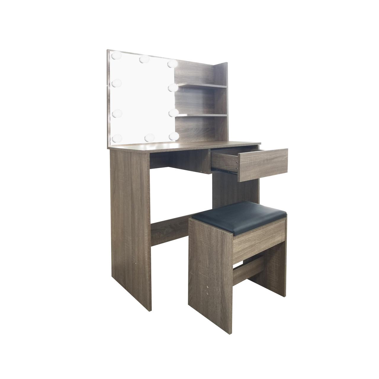 Туалетний столик косметичний та табурет AVKO ADT9 з підсвіткою Grey Walnut - фото 2 Туалетний столик косметичний та табурет AVKO ADT9 з підсвіткою Grey Walnut - фото 2