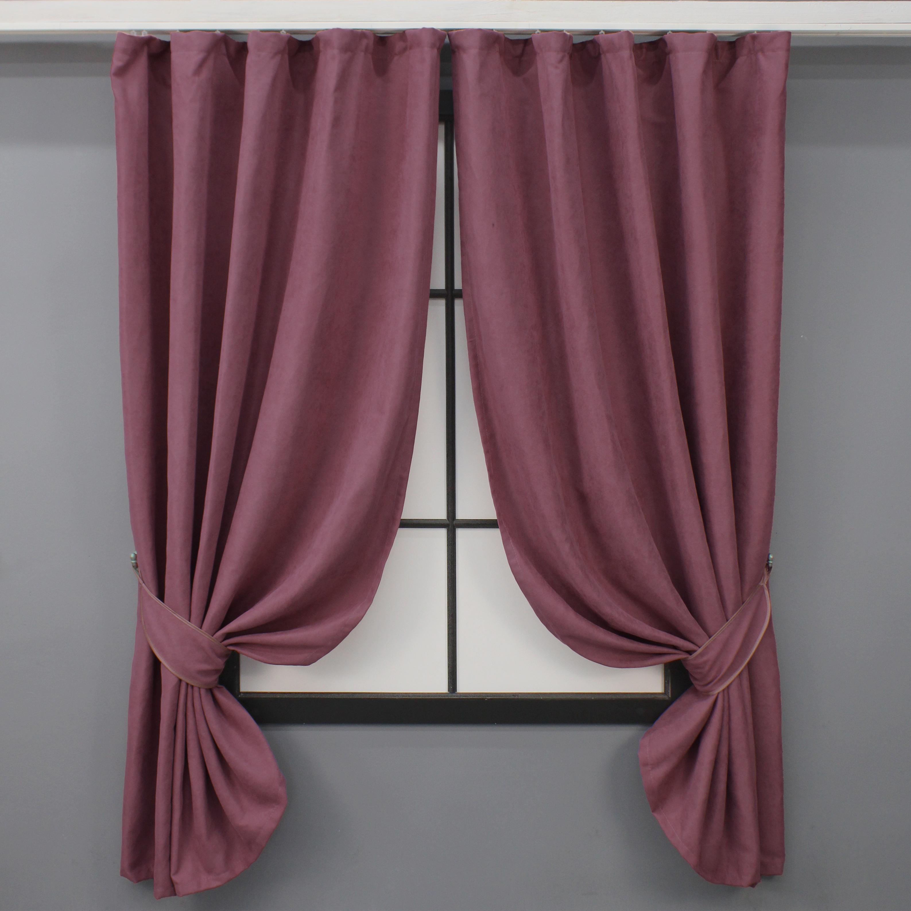 Комплект коротких штор VR-Textil микровелюр Petek №1490ш 140х170 см 2 шт. Пурпурный (35-0223)