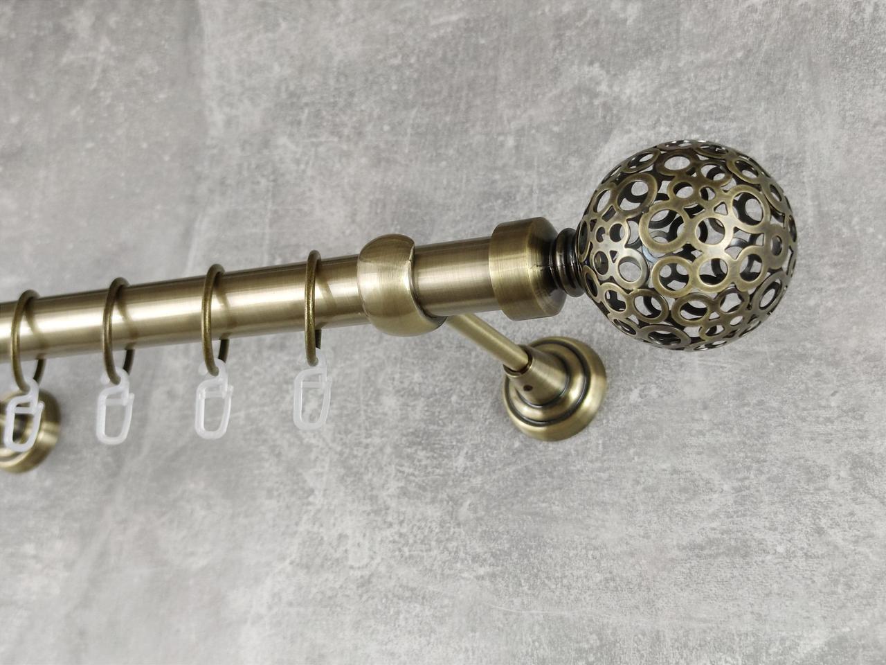 Карниз MStyle металлический для штор однорядный Савона 25 мм гладкий 240 см Антик (5011140)