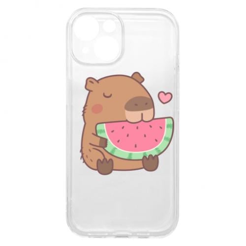 Чехол для iPhone 15 Capybara and Watermelon (16635557-46-182940)