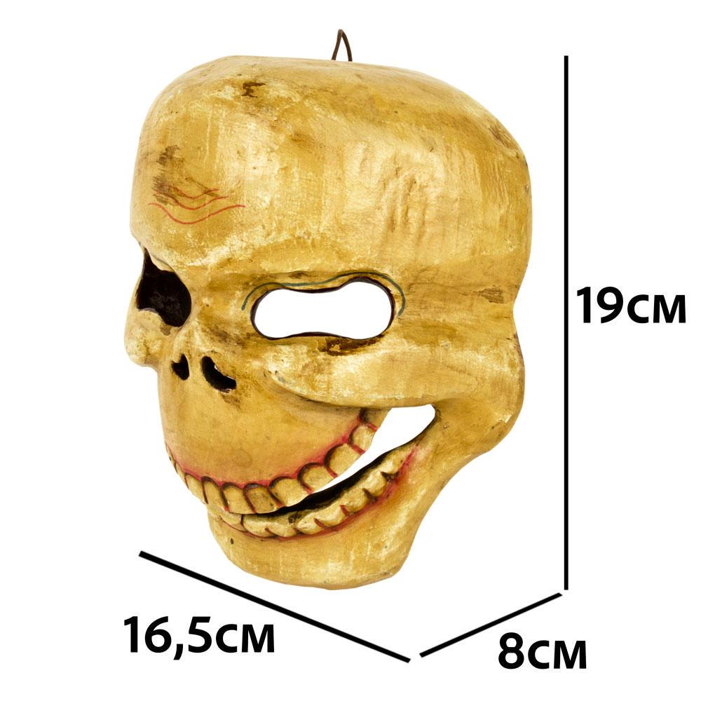 Маска интерьерная настенная Череп цельный массив дерева 190x165x80 мм Бежевый (25295) - фото 5