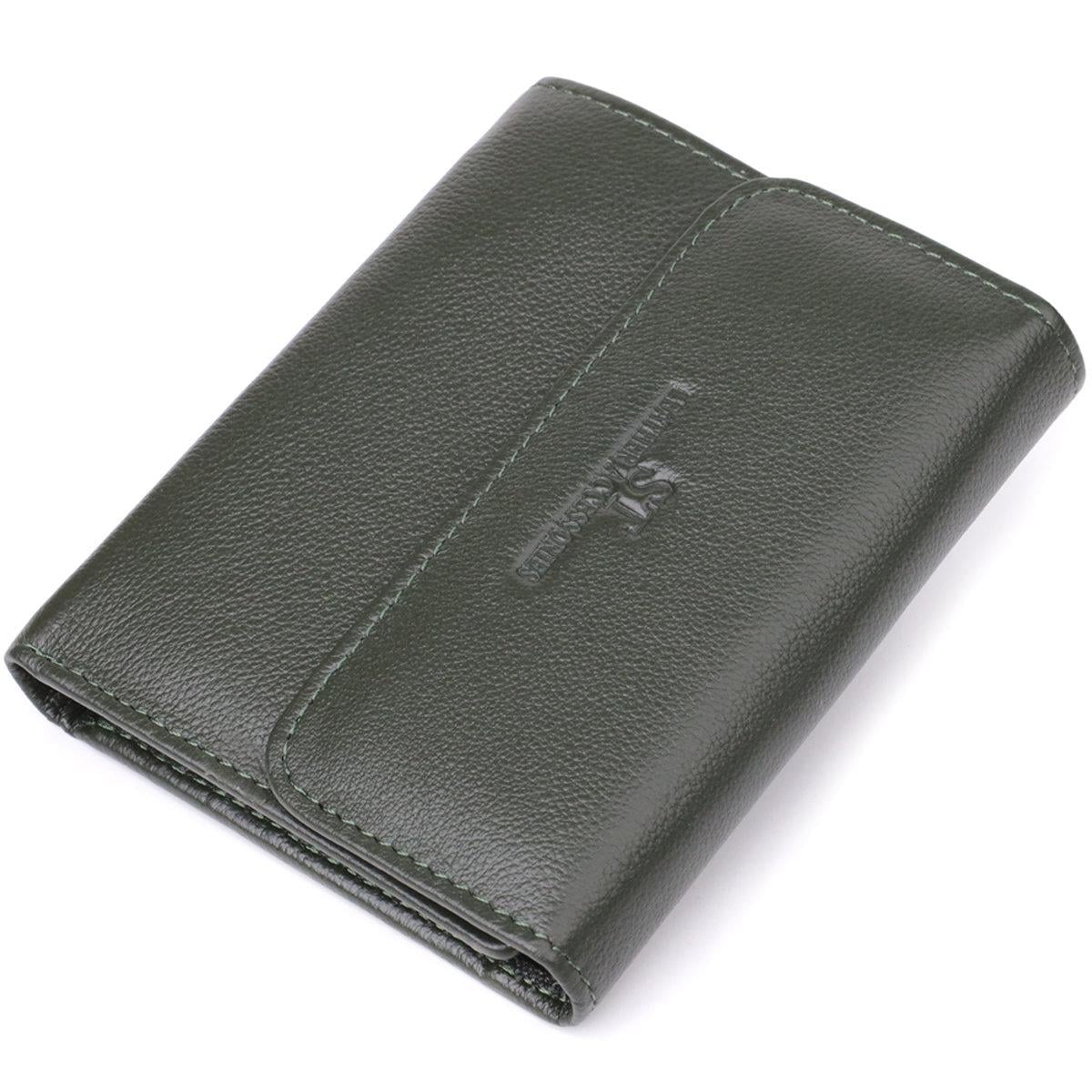 Кошелек женский ST Leather 23075 трехсложный из натуральной кожи Зеленый (168-136-23075)