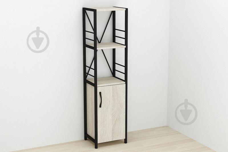 Этажерка 3/34 Ferrum-decor Серии Конект с тумбой  144x34x28 Черный ДСП Сонома (FD1003)