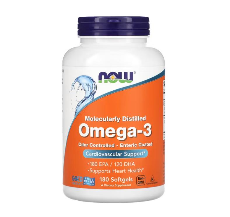 Рыбий жир из ультраомега-3 NOW OMEGA-3 ENTERIC 180 мягких кап.