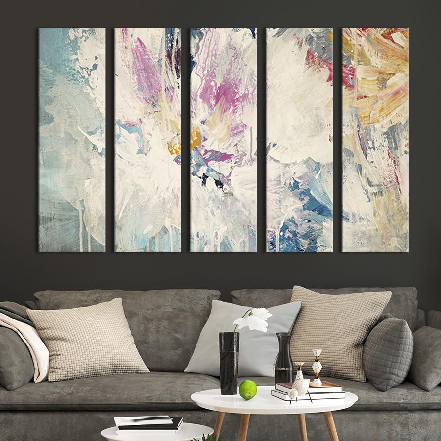 Модульная картина из 5 частей Абстракция белый цветок 132x80 см (20-51)
