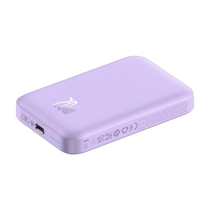 Повербанк BASEUS Magnetic Mini Air Fast Charge 6000mAh 20W с беспроводной зарядкой Qi 15W Purple (P10059002513-00) - фото 7