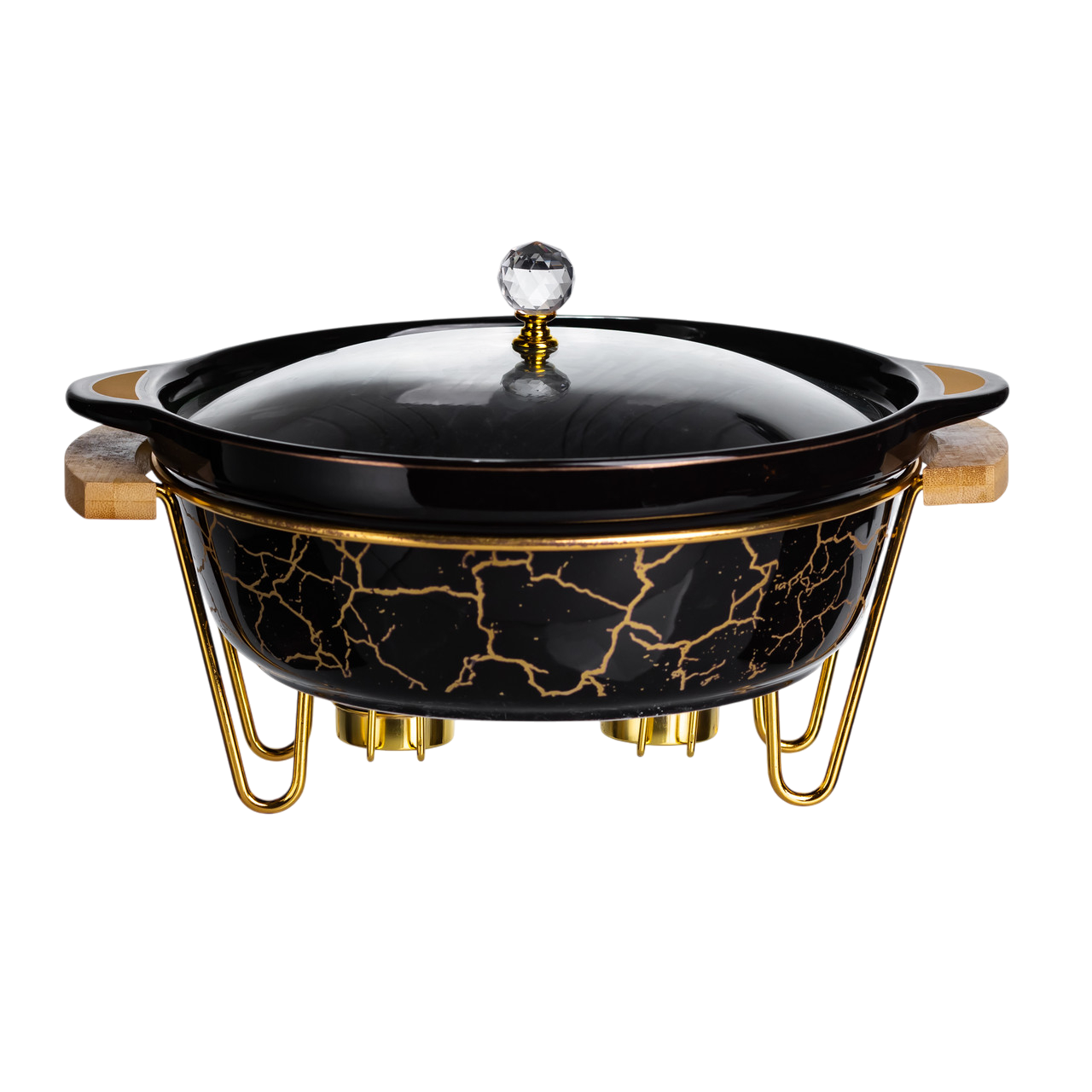 Мармитниця порцелянова для перших страв 2 л 31х26х19 см Чорний мармур (LC-718)