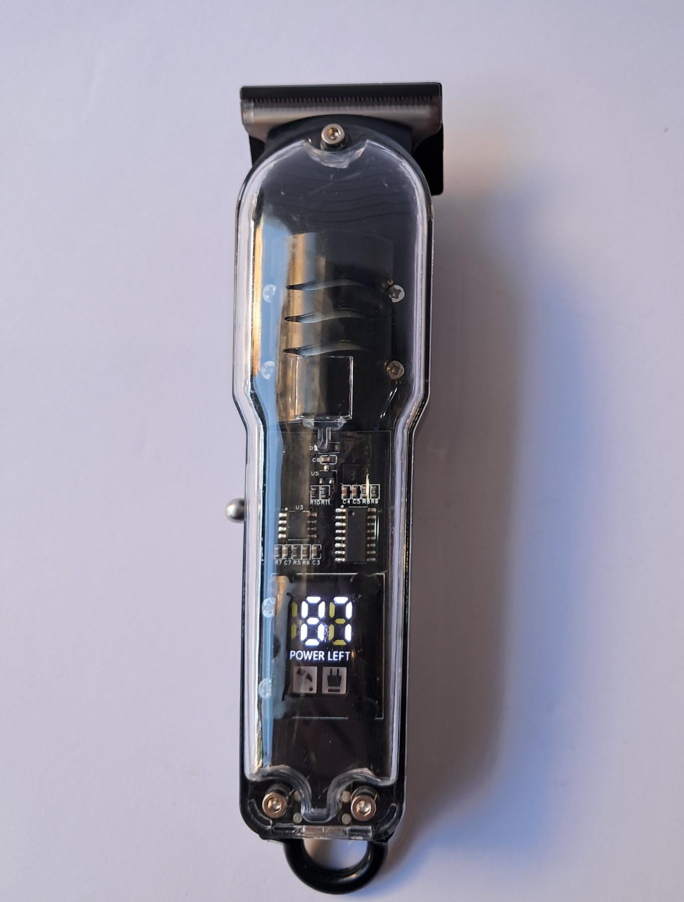 Машинка аккумуляторная для стрижки с LCD-дисплеем USB Прозрачный (LT-808)