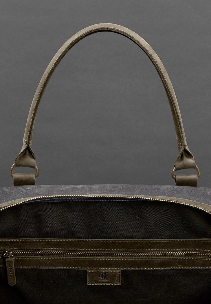 Дорожня сумка з канвасу та натуральної шкіри Crazy Horse Темно-коричневий (A-028161) - фото 10