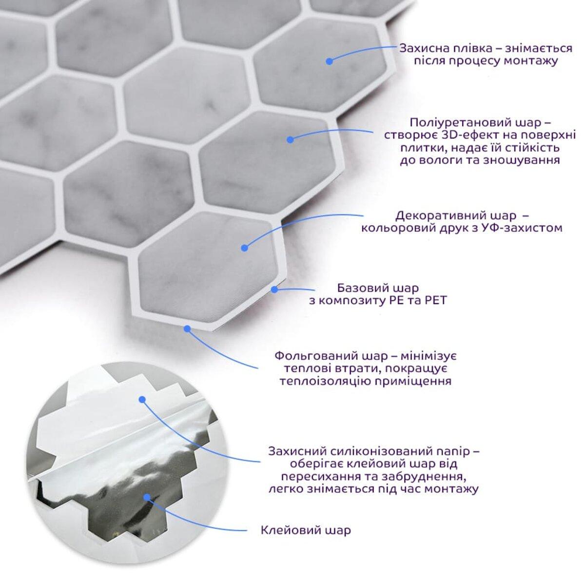 3D-панель Плитка самоклеющаяся полиуретановая 305х305х1 мм (SW-00001937) - фото 2