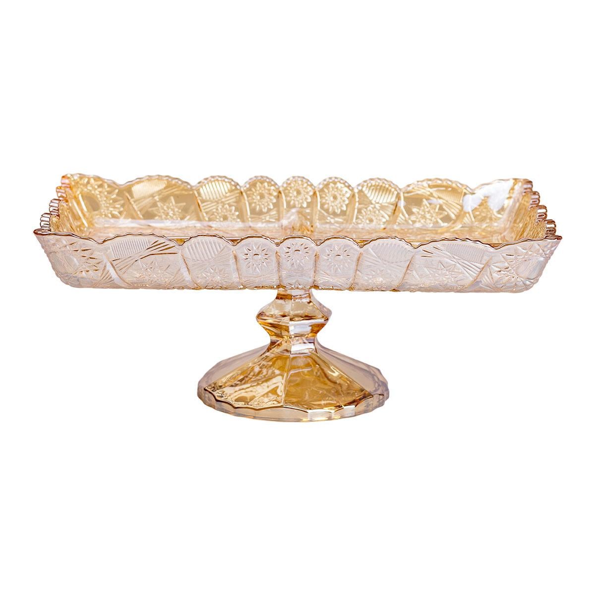 Фруктовница стеклянная на ножке прямоугольная HP-YH-83 29х16,5х11 см (A-033676)