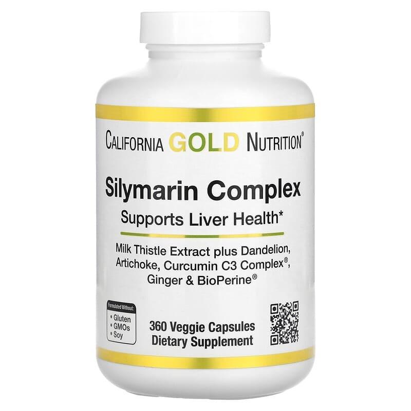 Силімариновий комплекс для печінки California Gold Nutrition Silymarin розторопша артишок куркума 360 капс. (1408160222)