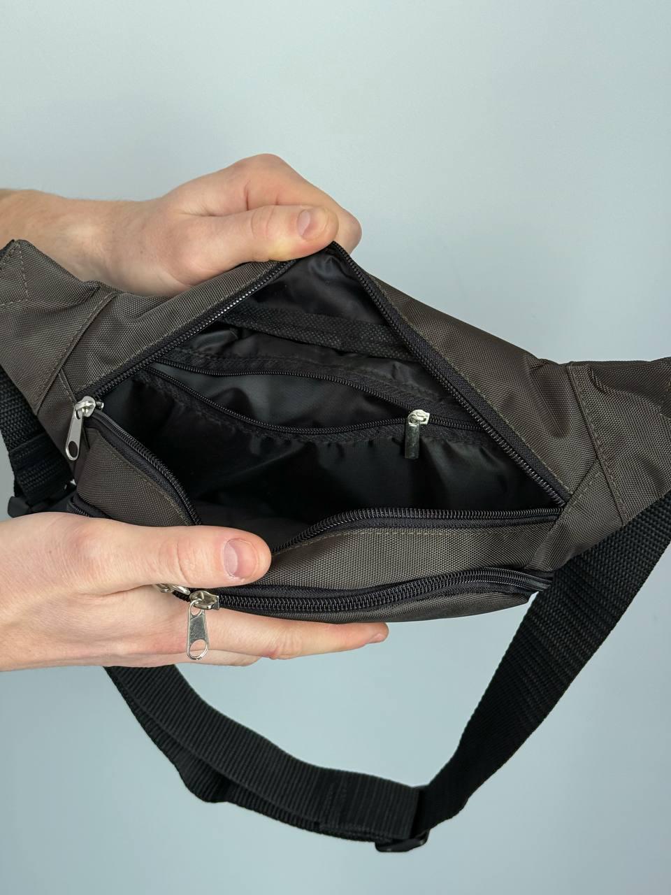 Сумка-бананка на пояс 4 отделения Хаки (4894583) - фото 4