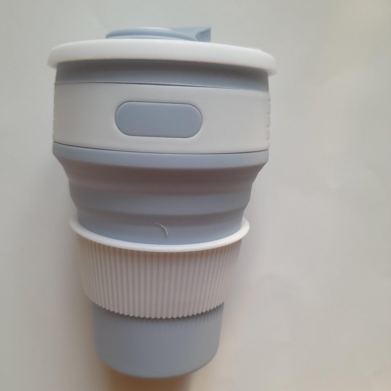 Чашка складана силіконова з кришкою silicon magic cup 350 мл Сірий