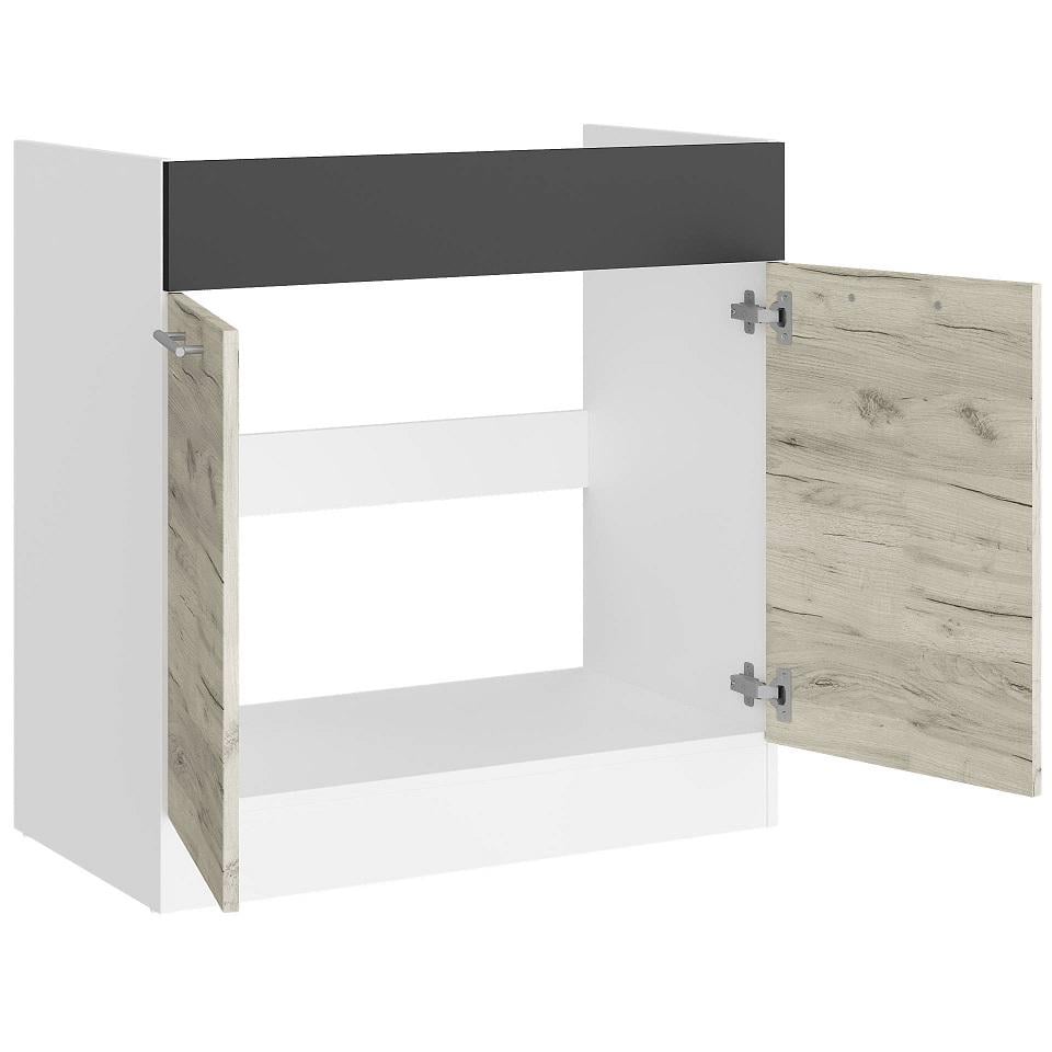 Шкаф кухонный нижний без столешницы Эверест Эко под мойку 800 80х46х82 см Белый/Дуб крафт Белый/Графитовый (09080) - фото 2