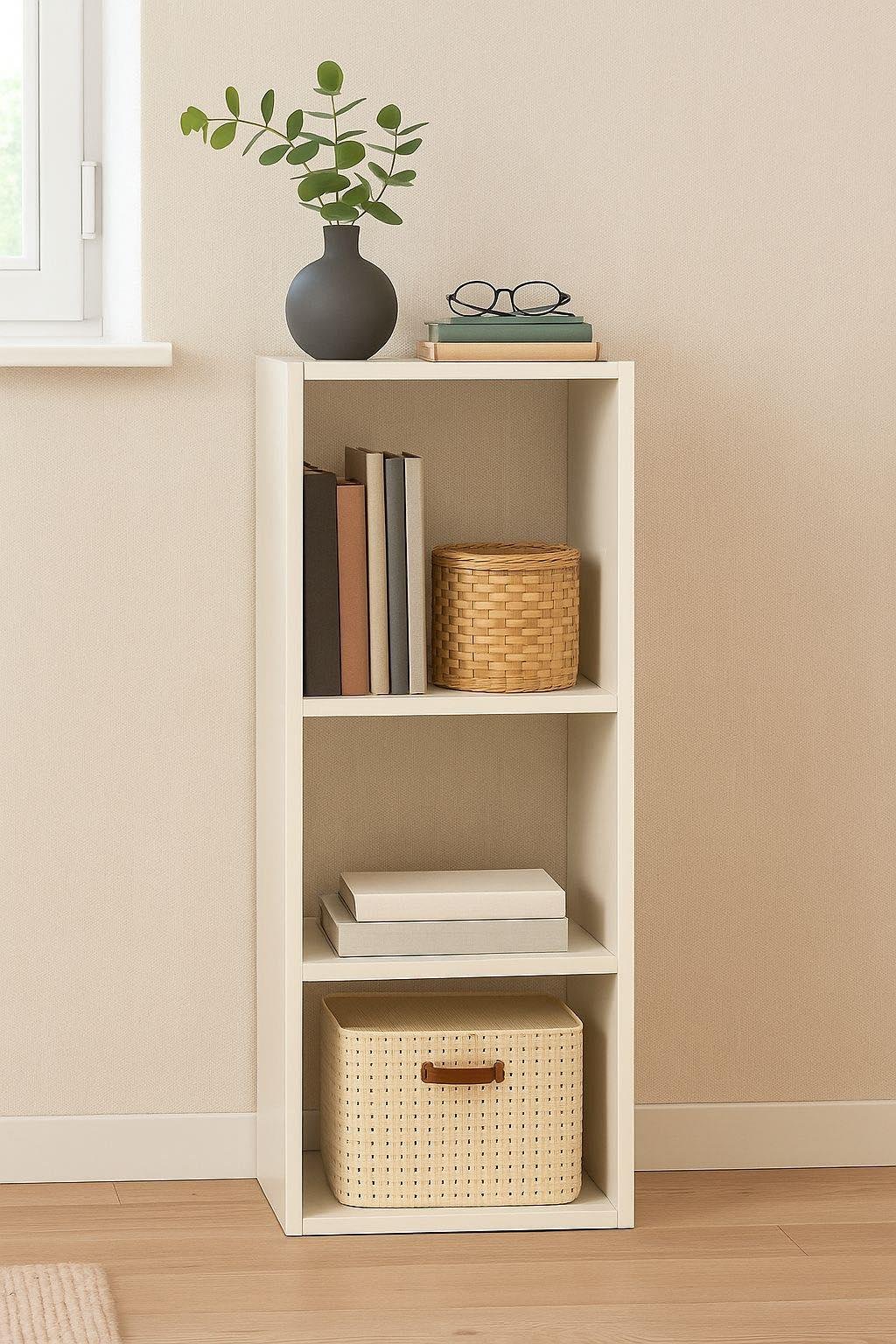 Стелаж настінно-підлоговий модульний MEBLIBUD KUB 3 секції Білий - фото 4 Стелаж настінно-підлоговий модульний MEBLIBUD KUB 3 секції Білий - фото 4