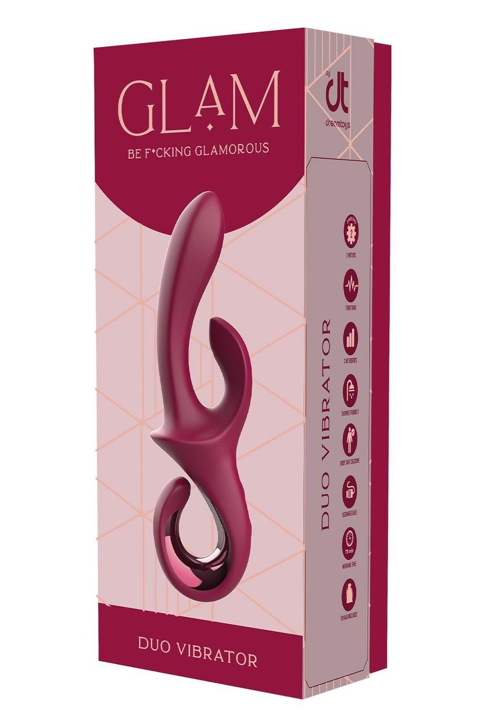 Вибратор-кролик Dreamtoys Glam Duo Vibrator с ручкой крючком, 22.7 х 4.2 см