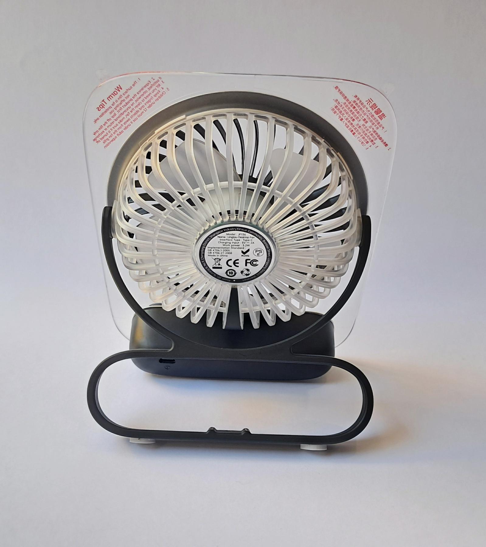 Вентилятор переносний з перемиканням швидкостей акумуляторний 3000 мАг Чорний (М-1777) - фото 7