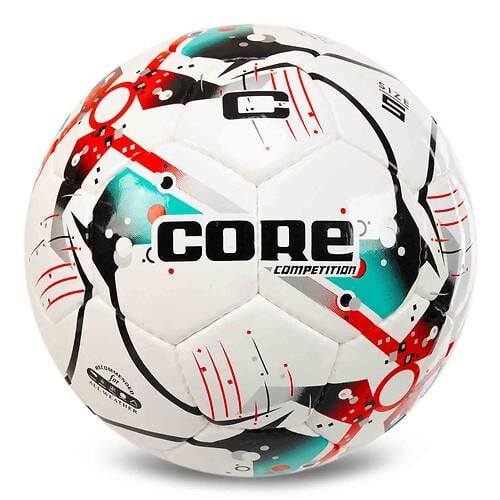 М’яч футбольний CORE COMPETITION FB-7584 №5 PU ламінований зшитий вручну Біло-бірюзовий (31773326)